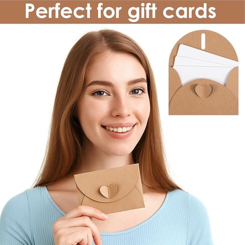 30 Pcs Mini Envelopes with Blank Cards, 4.02×2.76in Cute Envelopes with Heart Clasp, Paper Gift Card Holders, Tiny Envelope for Business Card, Weddings Favors, Greeting Cards in Saudi Arabia