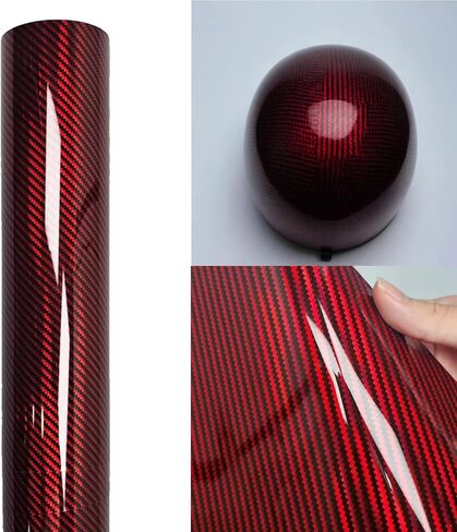 High Gloss Carbon Fiber Red Vinyl Wrap,Self Adhesive Vehicle Interior Exterior Stretchable Decal Sticker Film Sheet， Air Release Technology DIY Decoration Vinyl Wrap in Kuwait