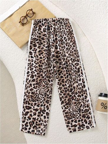 WDIRARA Toddler Girl's Leopard Print Straight Leg Pants Elastic Waist Baggy Pants in Saudi Arabia