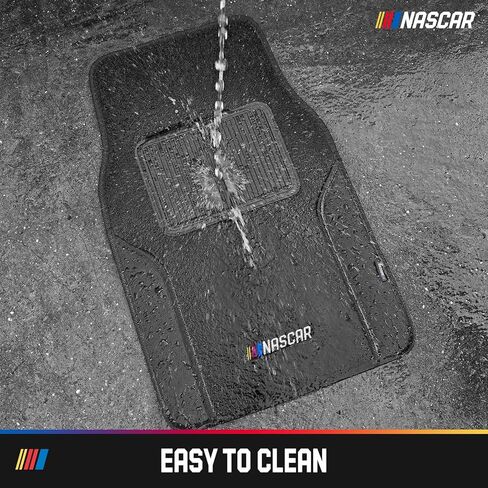 سجادات أرضية سيارة NASCAR، سجادات سيارة بتصميم السجاد والجلد الأسود، سجادات أرضية السيارة مناسبة لجميع الأحوال الجوية مع وسادة كعب مدمجة وظهر مضاد للانزلاق، ملحقات داخلية متينة عديمة الرائحة للسيارات in Kuwait