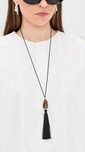 قلادة طويلة بشرابة شبه كريمة للنساء من Madewell in Saudi Arabia