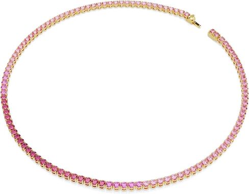 Swarovski Matrix Tennis necklace, Round cut, Pink, Gold-tone plated in Saudi Arabia