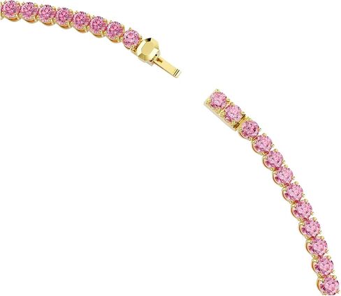 Swarovski Matrix Tennis necklace, Round cut, Pink, Gold-tone plated in Saudi Arabia