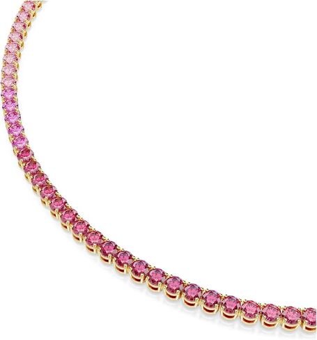 Swarovski Matrix Tennis necklace, Round cut, Pink, Gold-tone plated in Saudi Arabia