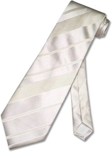 Vesuvio Napoli NeckTie Cream Off-White Woven Striped Design Men's Neck Tie in Saudi Arabia