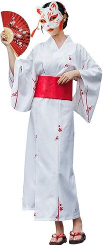 زي كيمونو طويل للسيدات من HongH مطبوع عليه زهور الكيمونو اليابانية التقليدية ملابس صيفية in Kuwait