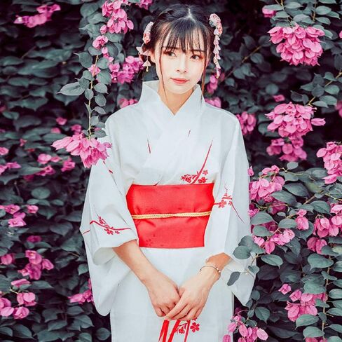 زي كيمونو طويل للسيدات من HongH مطبوع عليه زهور الكيمونو اليابانية التقليدية ملابس صيفية in Kuwait