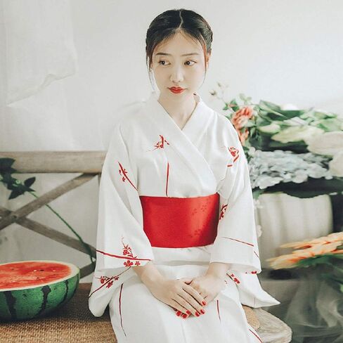 زي كيمونو طويل للسيدات من HongH مطبوع عليه زهور الكيمونو اليابانية التقليدية ملابس صيفية in Kuwait