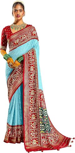Elina fashion Women's Lucknow Chickankari Embroidery Designer Saree With Unstitched Blouse | Rakhi Gift For Her in Saudi Arabia