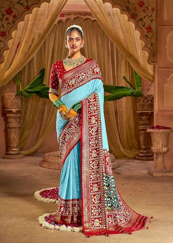 Elina fashion Women's Lucknow Chickankari Embroidery Designer Saree With Unstitched Blouse | Rakhi Gift For Her in Saudi Arabia