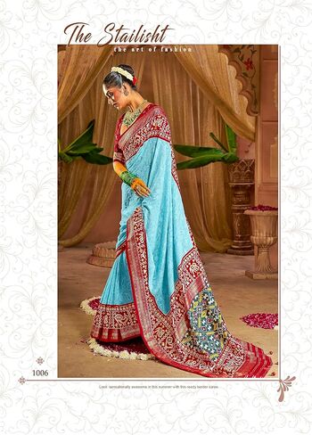 Elina fashion Women's Lucknow Chickankari Embroidery Designer Saree With Unstitched Blouse | Rakhi Gift For Her in Saudi Arabia