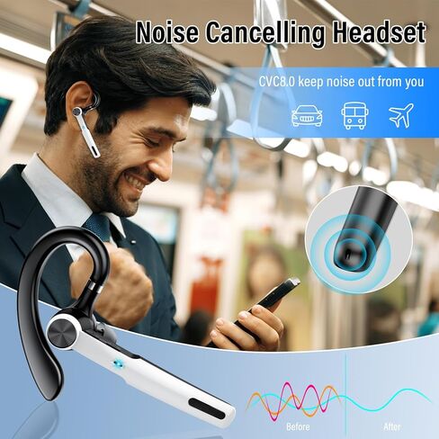 Bluetooth Headset, Wireless Headset with ENC Mic, 60H Talking Time Single-Ear Bluetooth Earpiece V5.3 with 400mAh Charging Case, IP7 Waterproof Hand-Free Headphones for iOS Android Cell Phones Golden in Kuwait