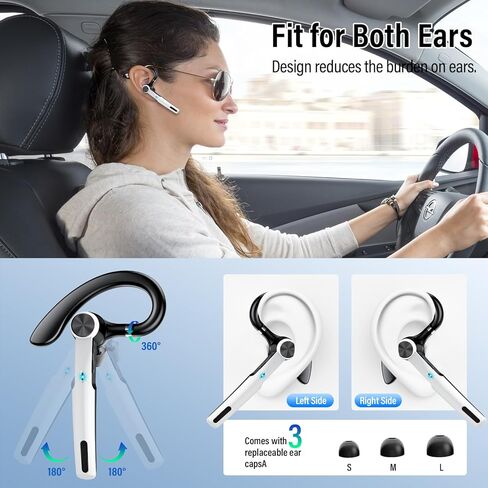 Bluetooth Headset, Wireless Headset with ENC Mic, 60H Talking Time Single-Ear Bluetooth Earpiece V5.3 with 400mAh Charging Case, IP7 Waterproof Hand-Free Headphones for iOS Android Cell Phones Golden in Kuwait