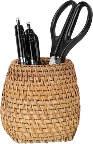 SHIDOW Handmade Rattan Pencil Holder, Wicker Pencil Holder, Tea Tools Holder, Tea Cup, Desk Cup Holder, Toothbrush Cup for Small Items, Office and home Desktop Organizer (Style B) in Kuwait