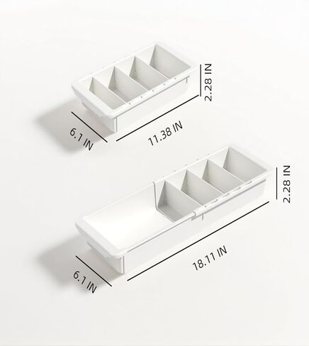 مكتب منظم للأدراج العميقة، منظم أدراج قابل للتعديل والتوسيع مع فواصل، صينية تخزين بلاستيكية بيضاء مقاس 18.11 بوصة للوازم المكتبية وأدوات المطبخ والأدراج غير المرغوب فيها والأدوات in Kuwait