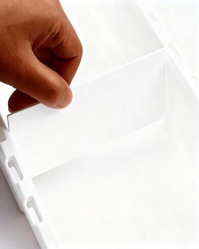 مكتب منظم للأدراج العميقة، منظم أدراج قابل للتعديل والتوسيع مع فواصل، صينية تخزين بلاستيكية بيضاء مقاس 18.11 بوصة للوازم المكتبية وأدوات المطبخ والأدراج غير المرغوب فيها والأدوات in Kuwait