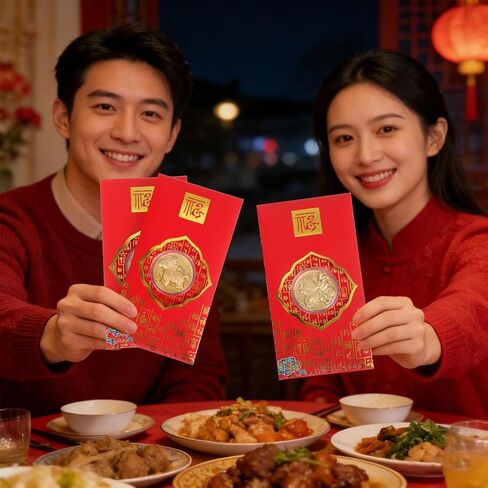15 Set Chinese New Year Red Envelopes 2026 Horse Coins Chinese New Year Lucky Money Envelopes Hong Bao Zodiac Souvenir Coins for Spring Festival Health Wealth in Kuwait