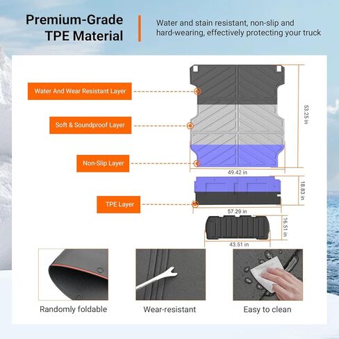 powoq 5.3FT حصيرة سرير الشاحنة متوافقة مع 2017-2024 Honda Ridgeline Bed Liner TPE Truck Mat استبدال لملحقات Honda Ridgeline 2017-2024 in Kuwait