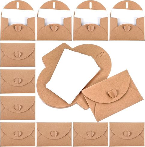 25 Pcs Mini Cards with Envelopes, Small Gift Card Envelopes with Heart Clasp Cute Envelopes Gift Card Holders for Business Cards Greeting Cards Wedding Favors (4.1 x 2.8 inch) in Saudi Arabia