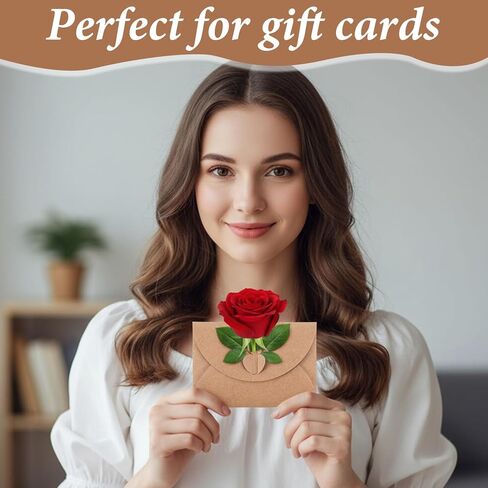 25 Pcs Mini Cards with Envelopes, Small Gift Card Envelopes with Heart Clasp Cute Envelopes Gift Card Holders for Business Cards Greeting Cards Wedding Favors (4.1 x 2.8 inch) in Saudi Arabia