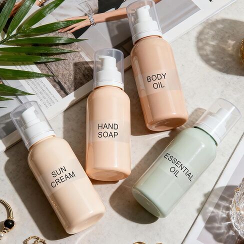 ملصقات أدوات الزينة للسفر مقاومة للماء 160 قطعة ملصقات شفافة لزجاجات السفر بحجم زجاجات مستحضرات التجميل وملصق الزجاجات القابلة لإعادة الملء لتنظيم الحمام in Kuwait