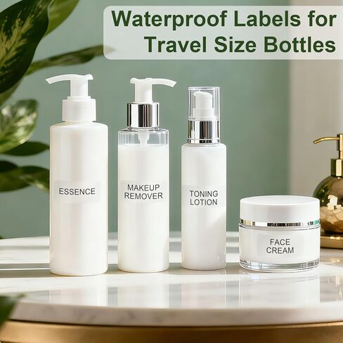ملصقات أدوات الزينة للسفر مقاومة للماء 160 قطعة ملصقات شفافة لزجاجات السفر بحجم زجاجات مستحضرات التجميل وملصق الزجاجات القابلة لإعادة الملء لتنظيم الحمام in Kuwait