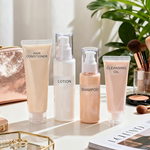 ملصقات أدوات الزينة للسفر مقاومة للماء 160 قطعة ملصقات شفافة لزجاجات السفر بحجم زجاجات مستحضرات التجميل وملصق الزجاجات القابلة لإعادة الملء لتنظيم الحمام in Kuwait