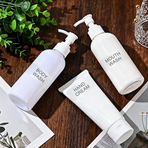 ملصقات أدوات الزينة للسفر مقاومة للماء 160 قطعة ملصقات شفافة لزجاجات السفر بحجم زجاجات مستحضرات التجميل وملصق الزجاجات القابلة لإعادة الملء لتنظيم الحمام in Kuwait