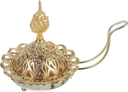 Vintage Arabic Incense Burner, Metal Incense Oud Burner Bakhoor Arabian Diffuser Frankincense Cone Charcoal - Stove Cover and Stove Bowl - Home Decoration Gold in Saudi Arabia