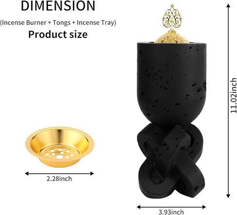 مبخرة اللبان الراتنج، مبخرة البخور، مبخرة الفحم، مبخرة بخور بطول 11.02 بوصة - للتأمل، واليوجا، والعلاج العطري في السبا، والمكتب، وهدايا تدفئة المنزل وديكور المنزل in Kuwait