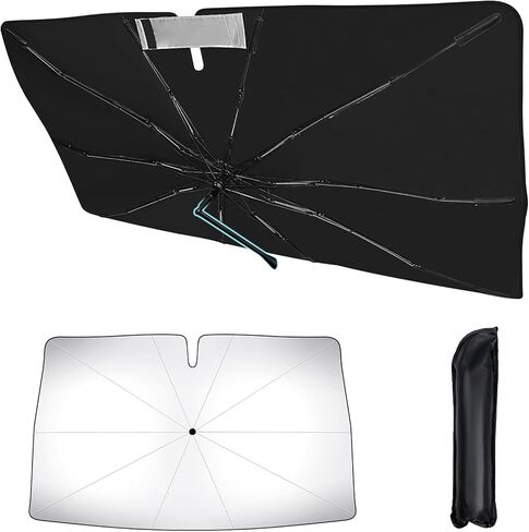 [ترقية 2025] مظلة Rilsen Windshield Sun Shade Umbrella لـ 2019-2024 2025 Dodge RAM 1500 CrewCab، MegaCab Pickup، 2Dr RegularCab، 4Dr QuadCab ظلال نافذة السيارة الأمامية مزدوجة سميكة قابلة للطي in Kuwait