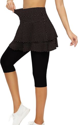 WOWENY Tennis Skirted Leggings with Pockets for Women Golf Skapri Leggings with Skirt in Saudi Arabia