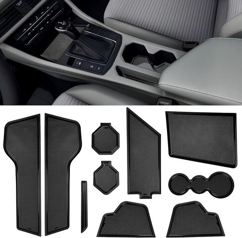 لملحقات Volkswagen Jetta 2025 2019-2024 حامل أكواب إدراج حامي حصيرة وحدة التحكم المركزية بطانة فتحة الباب وسادة غير قابلة للانزلاق مضادة للغبار تناسب الديكور الداخلي مجموعة 10 قطع (أسود) in Kuwait