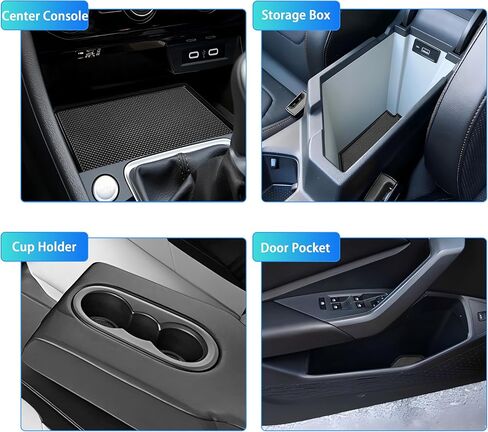 لملحقات Volkswagen Jetta 2025 2019-2024 حامل أكواب إدراج حامي حصيرة وحدة التحكم المركزية بطانة فتحة الباب وسادة غير قابلة للانزلاق مضادة للغبار تناسب الديكور الداخلي مجموعة 10 قطع (أسود) in Kuwait