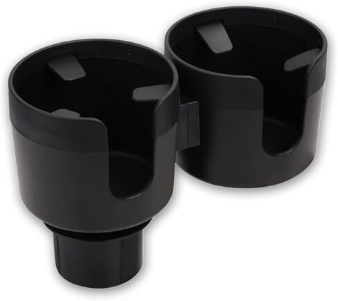 Car Double Cup Holder Extender, Multifunctional 2-in-1 Auto Drink Holder Insert with Adjustable Base, Portable Cup Holders Adapter, Universal Car Beverage Organizer for Bottle, Snack (Black) in Saudi Arabia