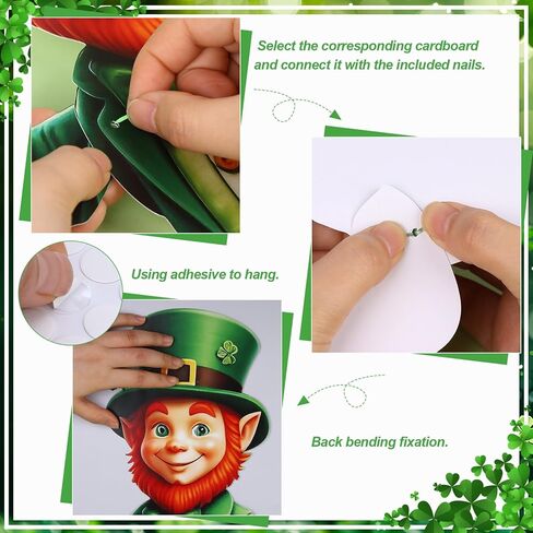 3 مجموعات من زينة الجني المفصلة لعيد القديس باتريك DIY مجموعة أدوات يدوية مقطوعة من الورق مع نقاط لاصقة للأظافر، زينة للأنشطة الصفية لعيد القديس باتريك وحفلات المكتب ونافذة الحائط in Kuwait