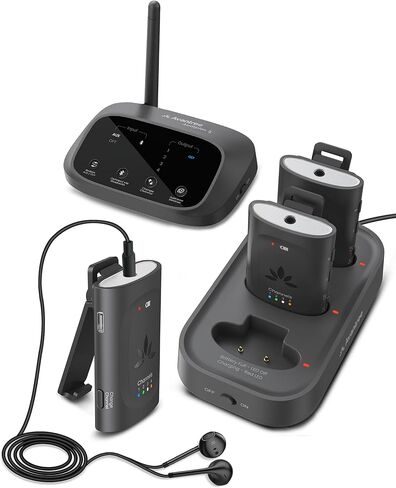 Avantree Audiplex MX - أجهزة مساعدة متعددة القنوات للكنائس والترجمة، زمن استجابة منخفض 30 مللي ثانية، صوت فائق، نظام استماع جماعي مع جهاز إرسال صوتي و10 أجهزة استقبال للفصول الدراسية والندوات in Saudi Arabia