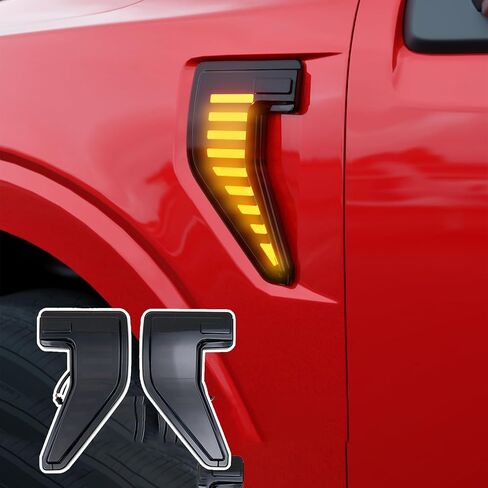 أضواء علامة جانبية متوافقة مع 2024-2025 Ford F150 مصابيح علامة جانبية التوصيل والتشغيل ABS البلاستيك الإسكان أضواء LED مقاومة للماء مصابيح مساعدة لملحقات 2024 F-150 (نمط الشريط 2PCS) in Kuwait