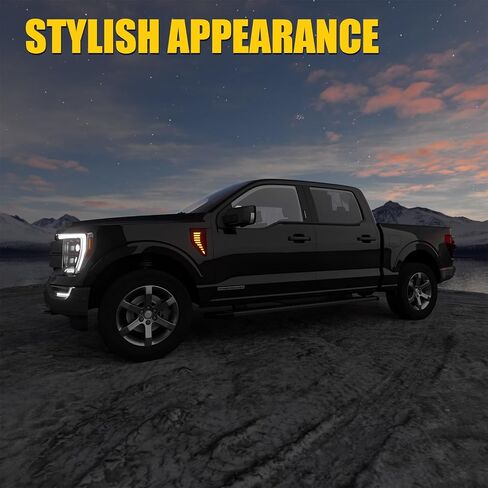 أضواء علامة جانبية متوافقة مع 2024-2025 Ford F150 مصابيح علامة جانبية التوصيل والتشغيل ABS البلاستيك الإسكان أضواء LED مقاومة للماء مصابيح مساعدة لملحقات 2024 F-150 (نمط الشريط 2PCS) in Kuwait