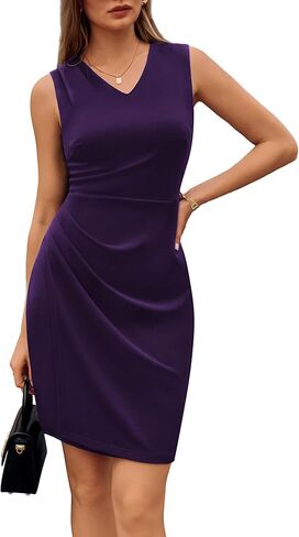 GRACE KARIN Women's Vintage Sleeveless V-Neck Bodycon Evening Party Cocktail Pencil Sheath Dress Gray Blue S in Saudi Arabia