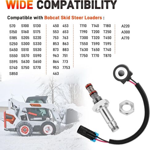 Hydraulic Solenoid Valve Element with Stem Compatible with Bobcat S250 S300 S330 S450 S510 S530 S550 S590 S630 S650 S750 S770 Skid Steer Loaders & More Replace# 6667687 6309311 6665004 6671025 6675559 in Saudi Arabia