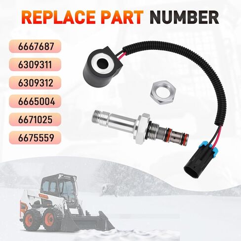 Hydraulic Solenoid Valve Element with Stem Compatible with Bobcat S250 S300 S330 S450 S510 S530 S550 S590 S630 S650 S750 S770 Skid Steer Loaders & More Replace# 6667687 6309311 6665004 6671025 6675559 in Saudi Arabia