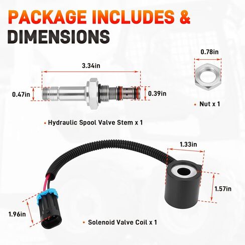 Hydraulic Solenoid Valve Element with Stem Compatible with Bobcat S250 S300 S330 S450 S510 S530 S550 S590 S630 S650 S750 S770 Skid Steer Loaders & More Replace# 6667687 6309311 6665004 6671025 6675559 in Saudi Arabia