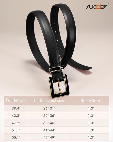 SUOSDEY Women Skinny Leather Belt for Jeans Pants Dresses with Square Buckle, Thin Leather Waist Belt, Width 0.9" in Saudi Arabia