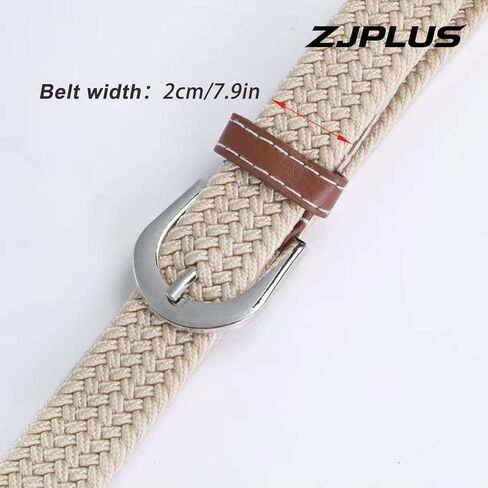 Braided Stretch Belt for Women – Adjustable No-Hole Elastic Belt with Silver Buckle for Jeans and Casual Pants in Saudi Arabia