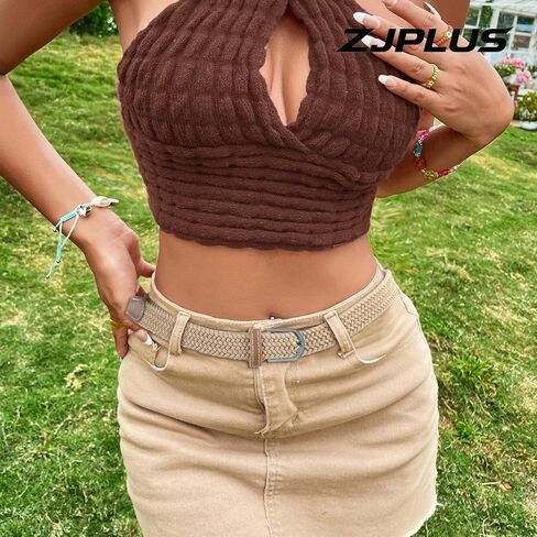 Braided Stretch Belt for Women – Adjustable No-Hole Elastic Belt with Silver Buckle for Jeans and Casual Pants in Saudi Arabia