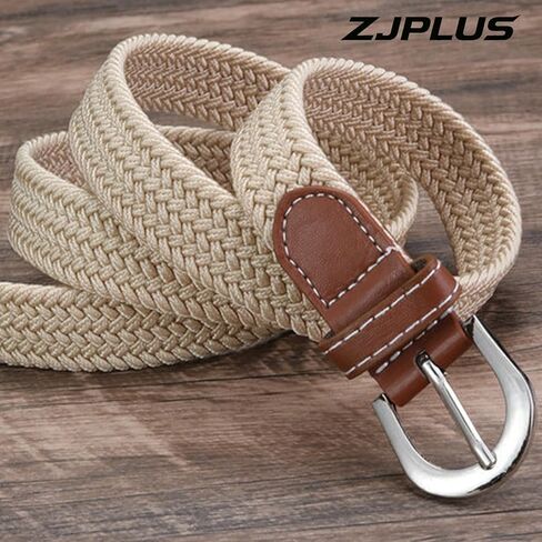 Braided Stretch Belt for Women – Adjustable No-Hole Elastic Belt with Silver Buckle for Jeans and Casual Pants in Saudi Arabia