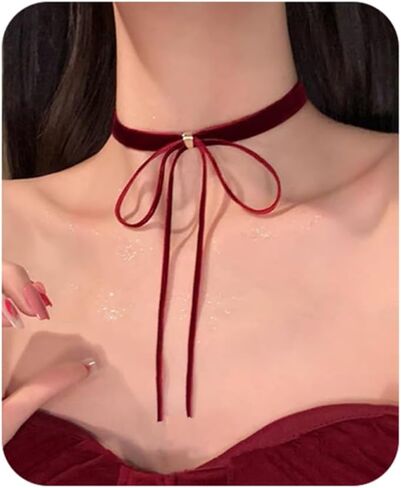 Bravace المخملية الدانتيل القوس المختنق قلادة للنساء أنيقة أسود أحمر لوليتا القوطية حزب الرقبة مجوهرات رومانسية قابل للتعديل المخملية الشريط مجوهرات هدايا للنساء in Kuwait