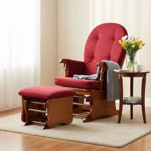 Comfortable Solid Wood Glider Rocker Chair with Plush Velvet Cushion - Modern Rocking Chair for Living Room, Nursery, Reading Nook - Dark Blue in Saudi Arabia