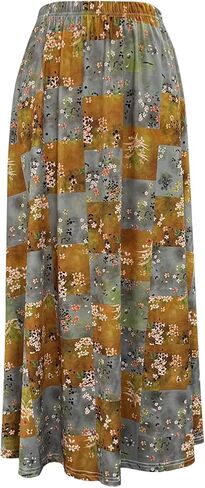 Women's Casual Skirts High Waisted Pleated A Line Swing Skirts Vintage Floral Skirts in Saudi Arabia